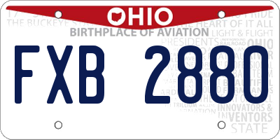OH license plate FXB2880