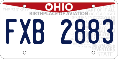 OH license plate FXB2883