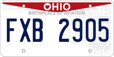 OH license plate FXB2905