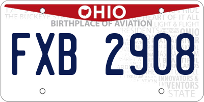 OH license plate FXB2908