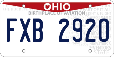 OH license plate FXB2920