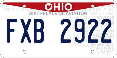 OH license plate FXB2922
