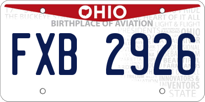 OH license plate FXB2926
