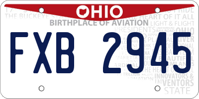 OH license plate FXB2945