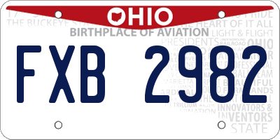 OH license plate FXB2982
