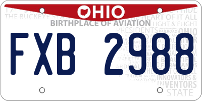 OH license plate FXB2988