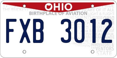 OH license plate FXB3012