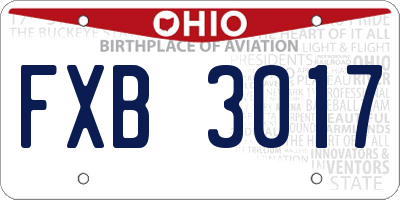 OH license plate FXB3017