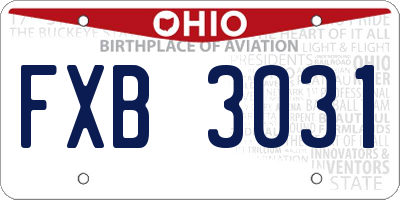 OH license plate FXB3031