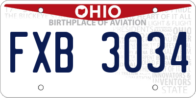 OH license plate FXB3034