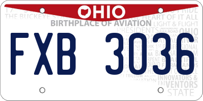 OH license plate FXB3036