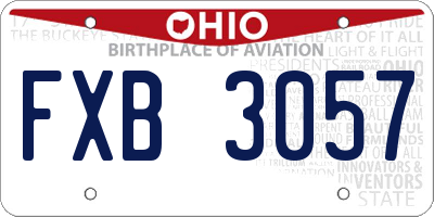 OH license plate FXB3057