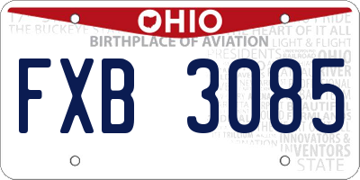OH license plate FXB3085