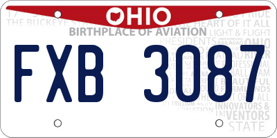 OH license plate FXB3087