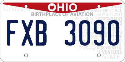OH license plate FXB3090