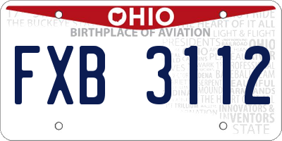 OH license plate FXB3112