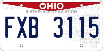 OH license plate FXB3115