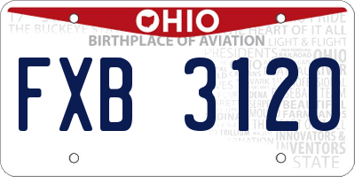 OH license plate FXB3120