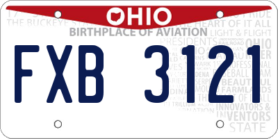 OH license plate FXB3121