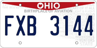 OH license plate FXB3144