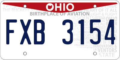 OH license plate FXB3154