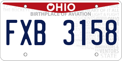 OH license plate FXB3158