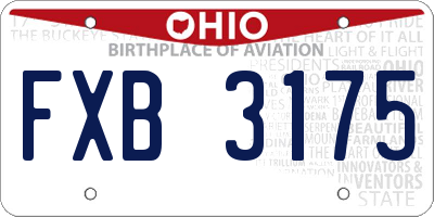 OH license plate FXB3175