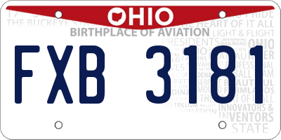OH license plate FXB3181