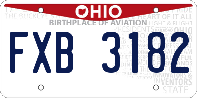 OH license plate FXB3182