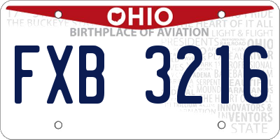 OH license plate FXB3216
