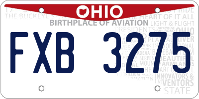 OH license plate FXB3275