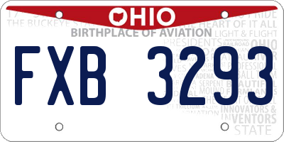OH license plate FXB3293