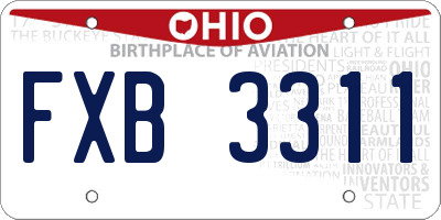 OH license plate FXB3311