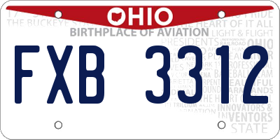 OH license plate FXB3312