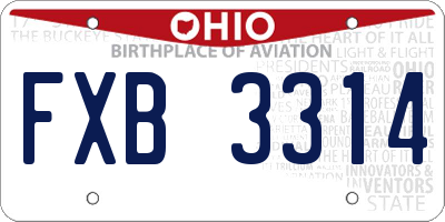 OH license plate FXB3314