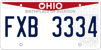 OH license plate FXB3334