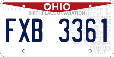 OH license plate FXB3361