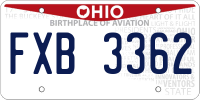 OH license plate FXB3362