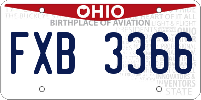 OH license plate FXB3366