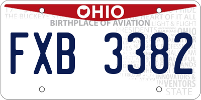 OH license plate FXB3382