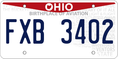 OH license plate FXB3402