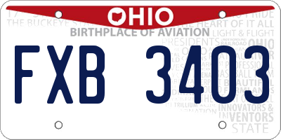 OH license plate FXB3403