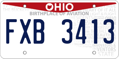 OH license plate FXB3413