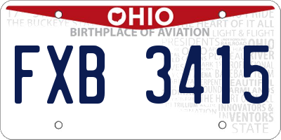 OH license plate FXB3415