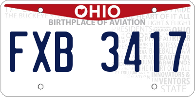 OH license plate FXB3417