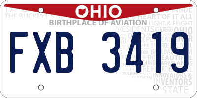 OH license plate FXB3419