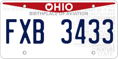OH license plate FXB3433