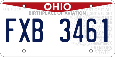 OH license plate FXB3461