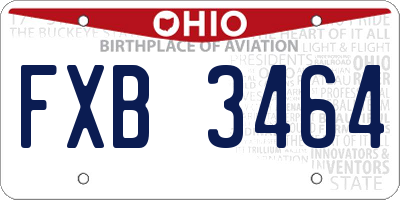 OH license plate FXB3464