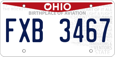 OH license plate FXB3467